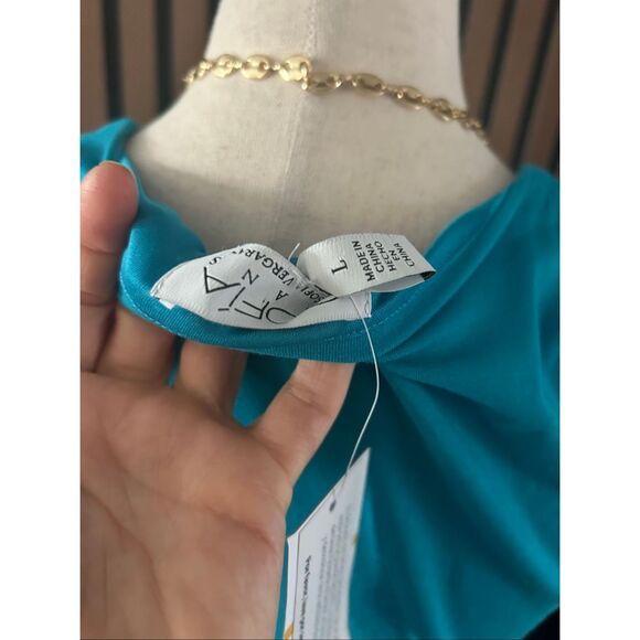 Sofia Vergara Ruched Tie Tank Maxi Dress in Blue Sz L NWT - Picture 6 of 8